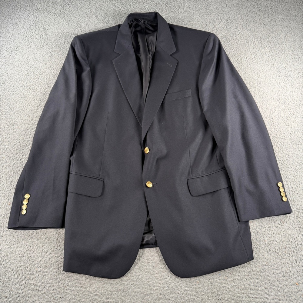 Jos A Bank Blazer Mens 43R Navy Blue Wool Gold Button Sport Coat 2 Button